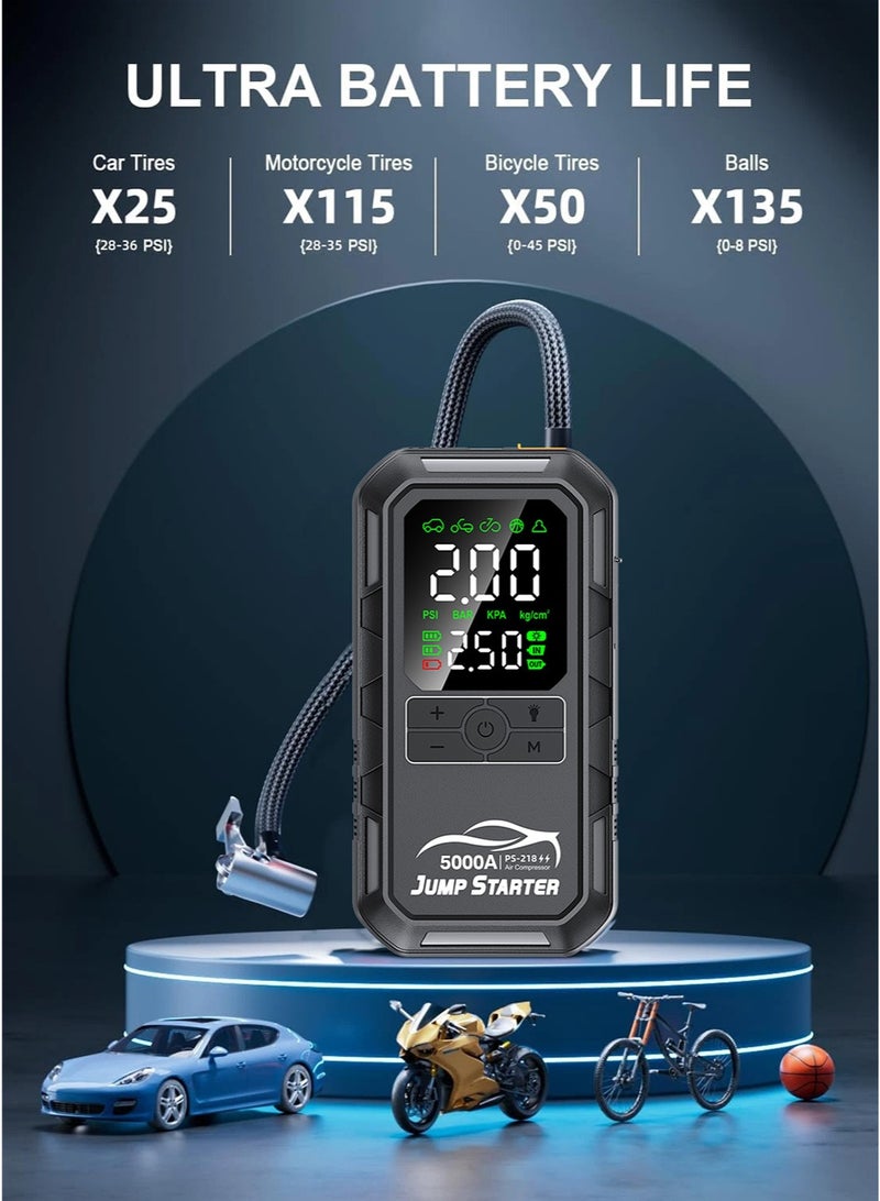 ديقيساند جهاز تشغيل السيارة 4 في 1 مع ضاغط هواء 180 رطل لكل بوصة مربعة، وبطارية سيارة محمولة لاسلكية 5000 أمبير، ومضخة هواء 180 رطل لكل بوصة مربعة، وبنك طاقة محمول، ومضخة هواء لنفخ الإطارات، وضاغط هواء لنفخ الإطارات بسهولة، وشاشة LED، ومصباح يدوي، ومصدر طاقة متنقل، وسعة تخزين كبيرة، واحصل على مصباح داخلي للسيارة مجانًا كهدية. - Image 4